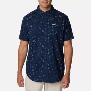 NWT Columbia M's Rapid Rivers Printed Shirt- Coll. Navy